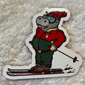 Skiing Hippo Dutch Bros Sticker 2024